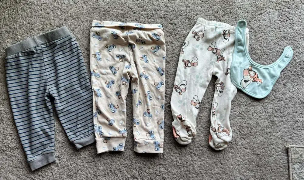 (#18) Wild Child  & Tahari Baby & Disney Boys Pants and Bib Set Size 6-9M